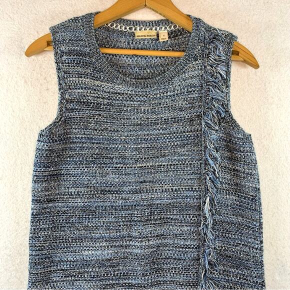 Holding Horses Womens Fringe Sweater Dress Sz XS Blue Cowgirl Boho Western Knit - Picture 2 of 10